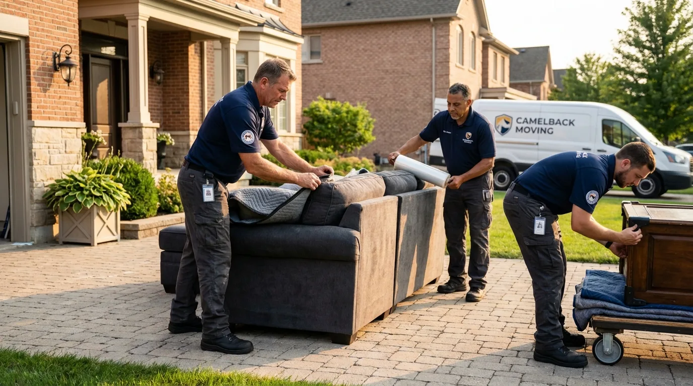 Large estate moving crew wrapping furniture in Jennings, LA